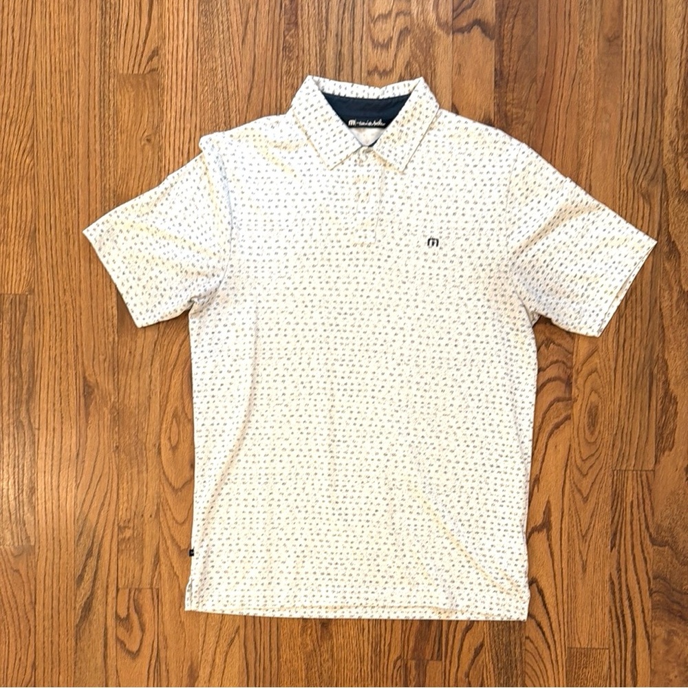 Travis Mathew White Patterned Polo Shirt